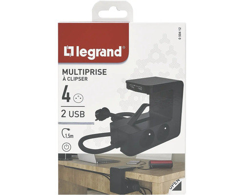 Legrand zacvakávací rozbočovací zásuvka se čtyřmi zásuvkami a dvěma USB porty