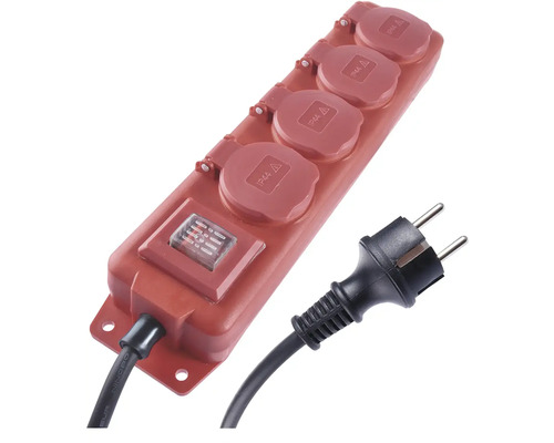 Rozbočka se čtyřmi zásuvkami a vypínačem