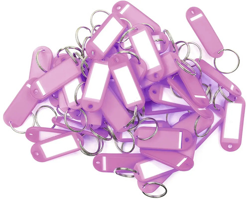 Hromada identifikačních kroužků s popisovacím polem a klíčenkou