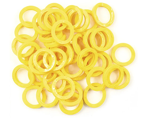 Žluté plastové podložky, vhodné pro šroubové spoje