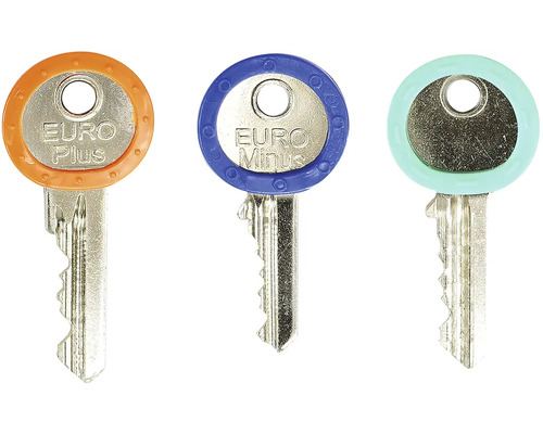 Tři klíče s barevnými držadly