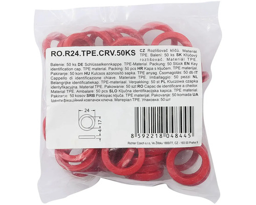 Balení 50 kusů rozlišovačů klíčů z TPE materiálu
