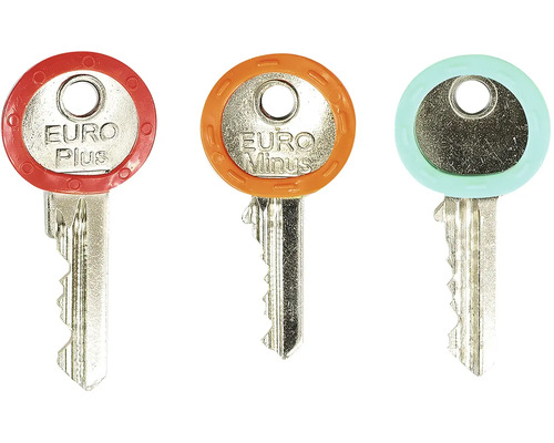 Tři klíče s označením Euro Plus a Euro Minus
