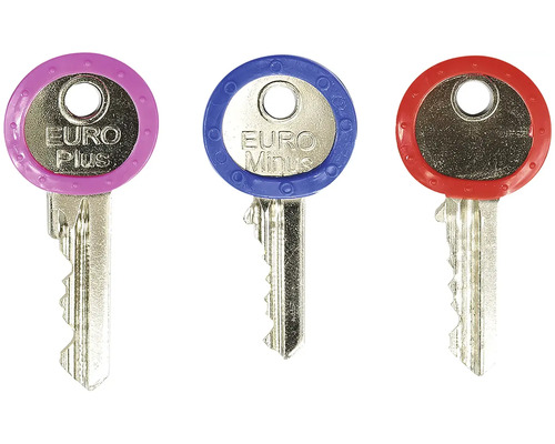 Tři klíče s barevnými držadly