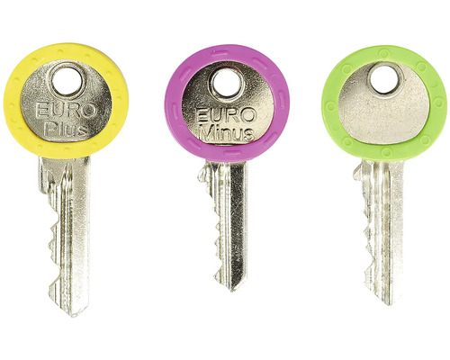Tři klíče s označením Euro Plus a Euro Minus