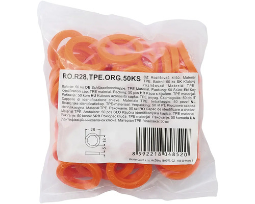 Balení 50 rozlišovačů klíčů z termoplastického elastomeru