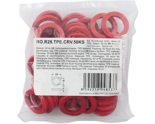 Balení 50 kusů označovačů klíčů z TPE