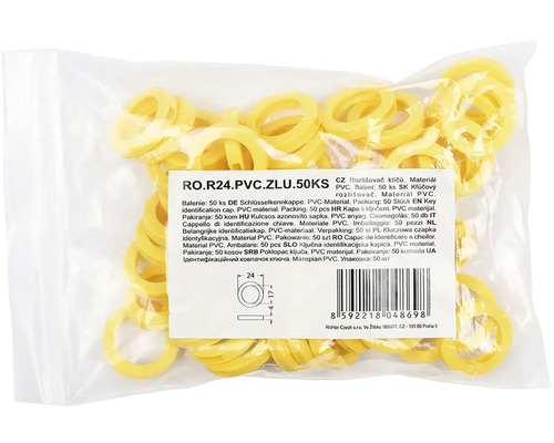 Padesát plastových krytek na klíče v průhledném obalu