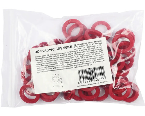 Balení s 50 červenými plastovými rozlišovači klíčů