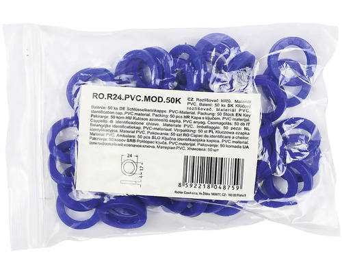 Balení 50 kusů PVC krytek na klíče