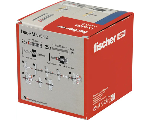 Balení kovových hmoždinek Fischer DuoHM 5x55 S