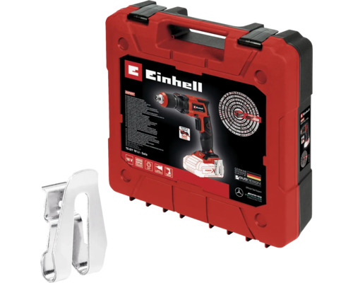 Šroubovák na sádrokarton Einhell TE-DY 18 Li-Solo v červeném kufříku na nářadí s klipem na opasek