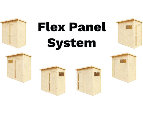 Flex Panel System zahradní domek ze dřeva s oknem a dveřmi