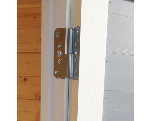 Závěs dveří připevněný ke dveřím šrouby