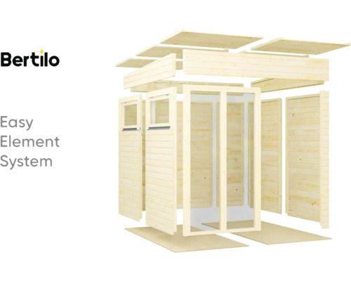 Bertilo zahradní domek stavebnice se zobrazením prvkového systému
