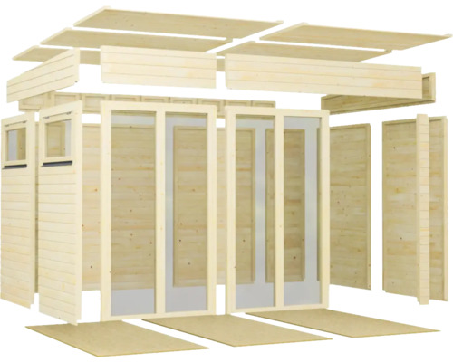 Jednotlivé díly zahradního domku ze dřeva