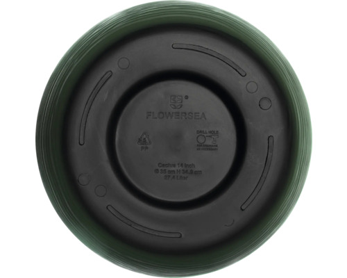 Spodní strana květináče s informacemi o výrobci