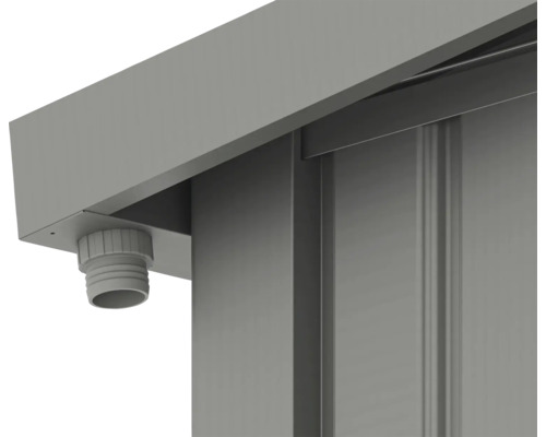 Detailní záběr odpadní trubky na budově