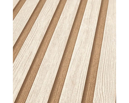 Tapeta s imitací dřeva a proužkovaným vzorem