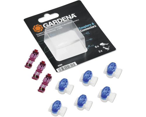 Sada spojek a konektorů Gardena se šesti kabelovými konektory a třemi hadicovými konektory