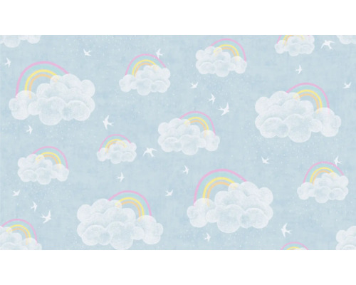 Tapeta s mraky, duhami a ptáky