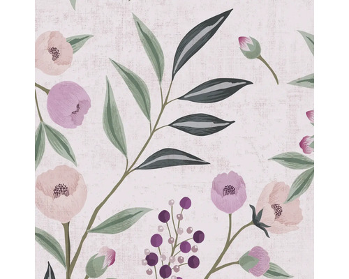 Květinový vzor s listy a bobulemi na světlém pozadí