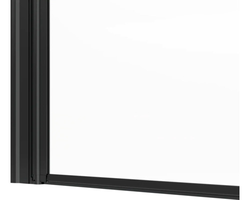 Detailní pohled na černý rám sprchového koutu