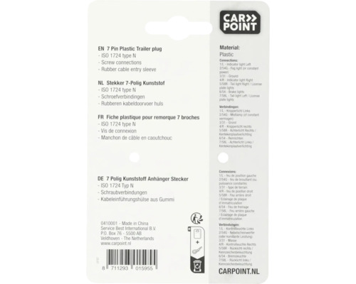 Carpoint 7kolíková plastová zástrčka přívěsu ISO 1724 typ N
