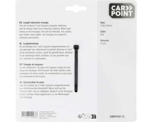 Sada trojúhelníkových odrazek Carpoint, červené odrazky z plastu