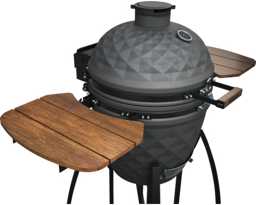 Keramický gril s bočními stolky pro venkovní použití