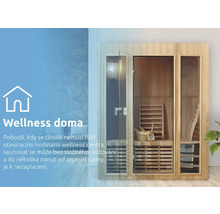 Dřevěná sauna s prosklenými dveřmi pro vnitřní použití