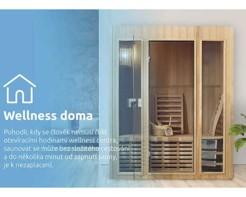 Dřevěná sauna s prosklenými dveřmi pro vnitřní použití