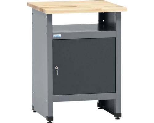 Pracovní stůl s dvířky, dřevěnou deskou a kovovým rámem