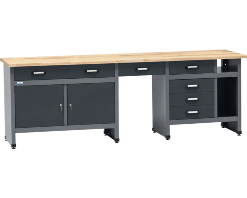 Pracovní stůl se zásuvkami a skříňkami