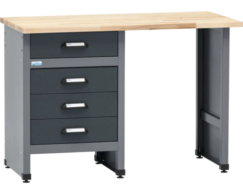 Pracovní stůl se čtyřmi zásuvkami a dřevěnou deskou