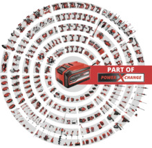 Baterie Einhell Power X-Change s výběrem nářadí, které je s baterií kompatibilní.