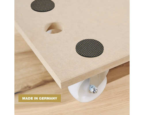 "Nábytkové kluzáky na dřevěné desce s kolečky