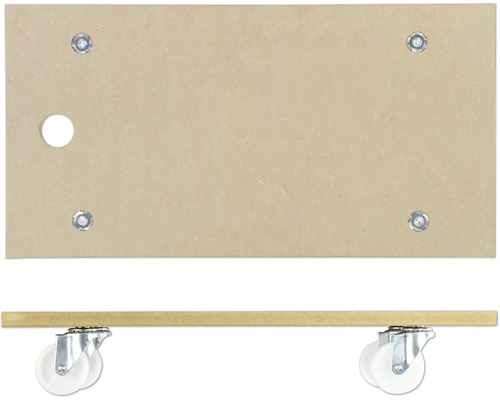 Dřevěný nábytkový vozík se čtyřmi kolečky a vybráním