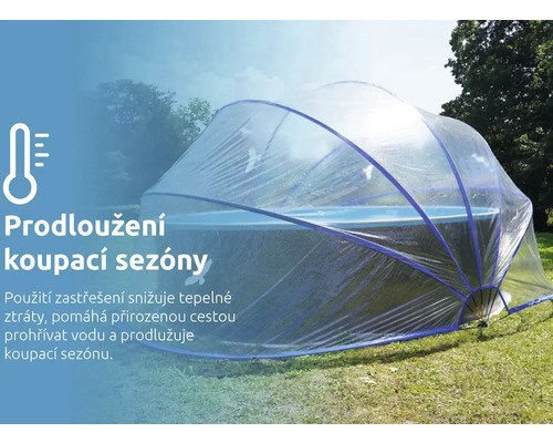 Zastřešení bazénu pro prodloužení koupací sezóny.
