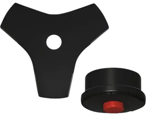 Zastřihovací hlava se třemi noži a červeným knoflíkem