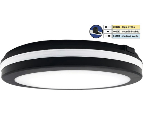 Černé LED stropní svítidlo s nastavitelnou barvou světla