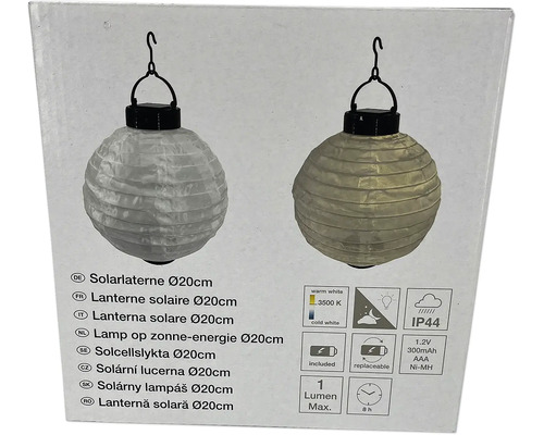 Solární lucerna o průměru 20 centimetrů