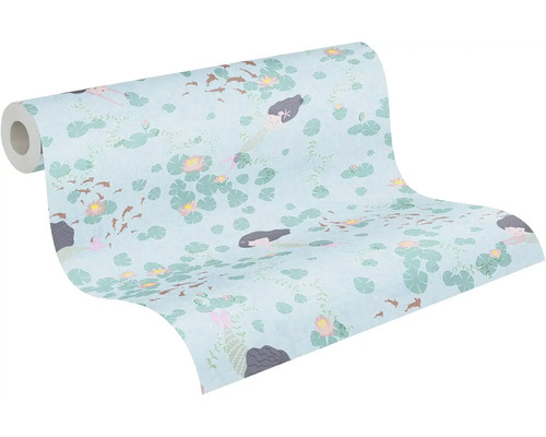 Role tapety se vzorem mořských panen, leknínů a ryb