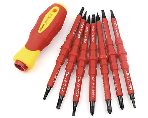 Sada izolovaných šroubováků s různými tvary čepelí