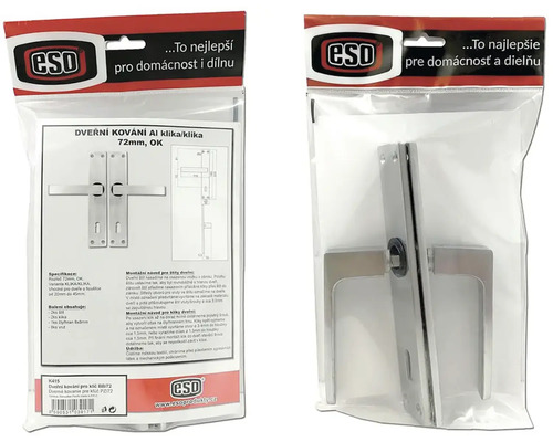 Dveřní kování hliník klika/klika, 72 milimetrů, v balení