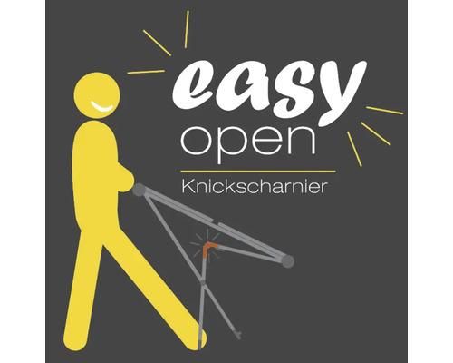Ilustrace nápisu Easy Open Knickscharnier