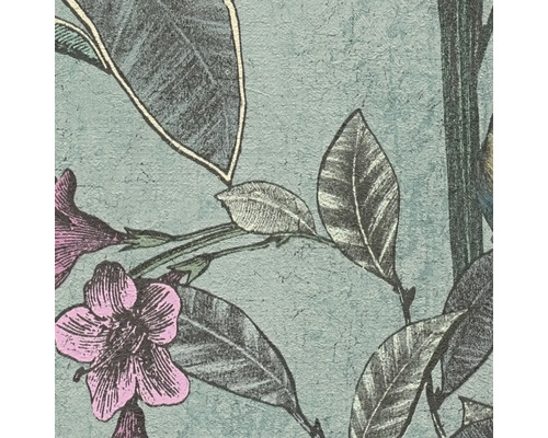 Detail tapety se vzorem listů a květů