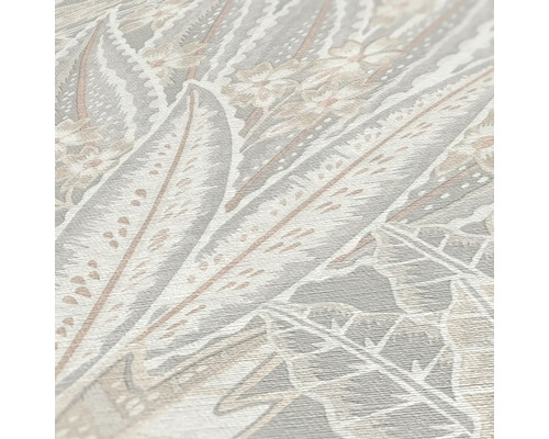 Tapeta se vzorem peří a rostlin