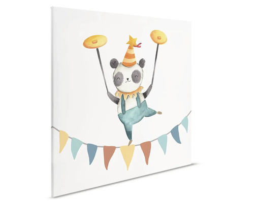 Plátno s pandou jako cirkusovým umělcem na laně