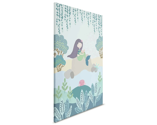 Plátno s motivem mořské panny a mořskými motivy do dětského pokoje